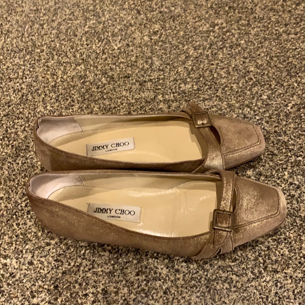 Jimmy Choo London Loafer Metallic Suede Flats 38.5/8